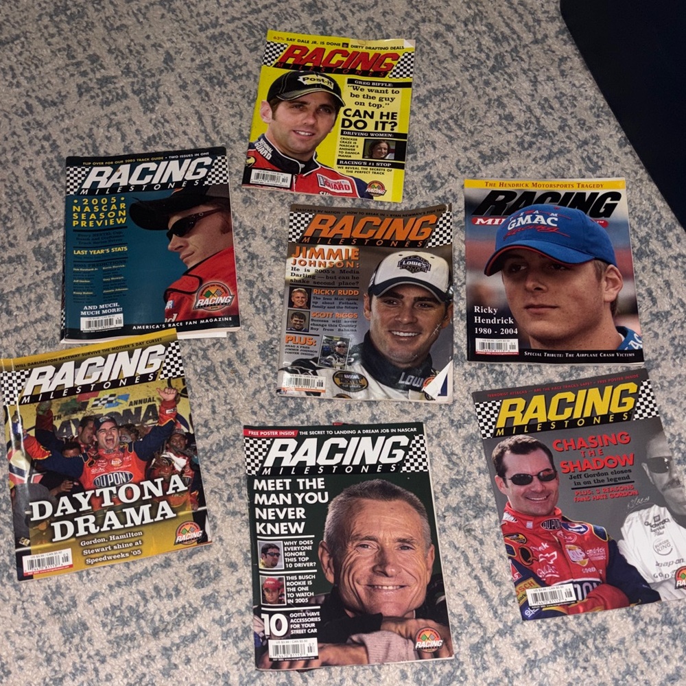 Nascar Racing Magazines Collection - Red, Yellow, Blue Covers